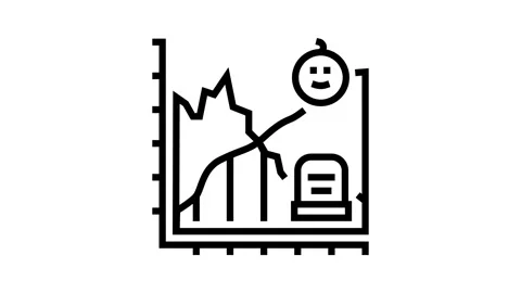 Life death comparison graph mortality line icon animation Stock Footage 326123199