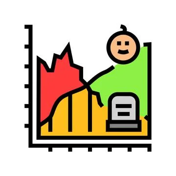 Life death comparison graph mortality color icon vector illustration Illustrazione stock