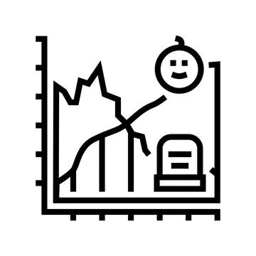 Life death comparison graph mortality line icon vector illustration Illustrazione stock