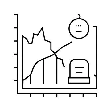 Life death comparison graph mortality line icon vector illustration Illustrazione stock