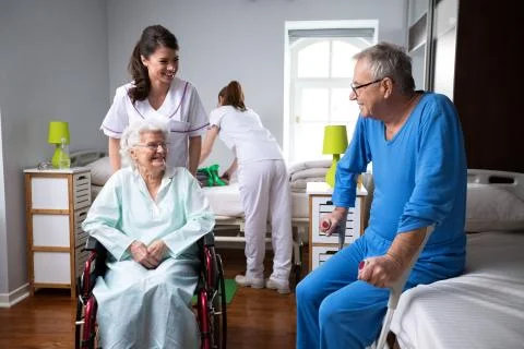 Life of elderly people at nursing home 库存照片