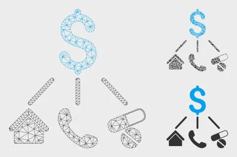 Life Expenses Vector Mesh 2D Model and Triangle Mosaic Icon イラスト素材