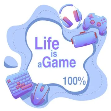Life is a Game - modern template with flat Gaming gadgets on white background Stock Illustration