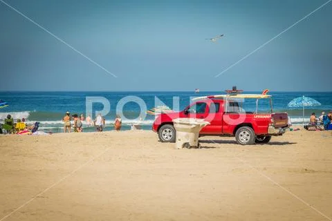 Life Gaurd Truck on Beach Stock Photos