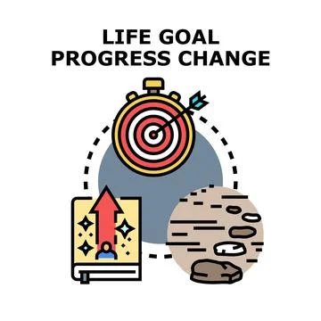 Life goal progress changing and self development concept Stock Illustration