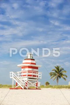 Life Guard Beach Hut, South Beach, Miami Beach, Florida, United States Of