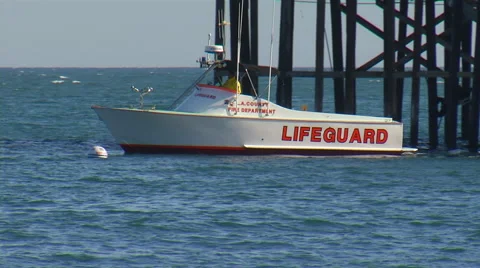 Life Guard Boat Stock Footage 46909995