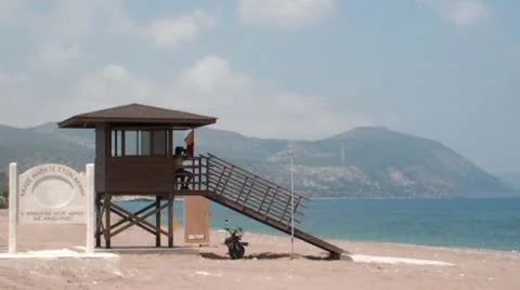Life Guard Station Cyprus Stock Footage 12013543