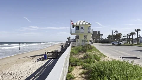 Life guard tower along coast Stock Footage 236508893