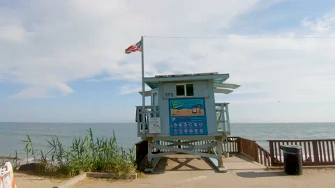 Life guard tower on PCH Stock Footage 137272125