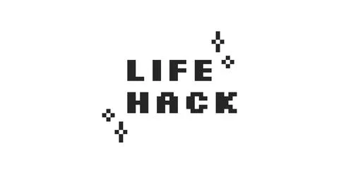 Life hack black pixel art social media slang word Stock Illustration