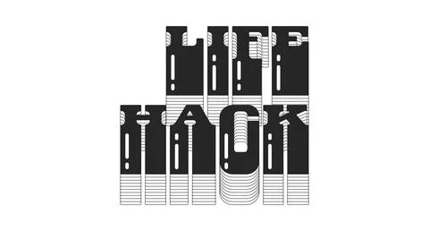Life hack bold black viral internet slang typography Stock Illustration