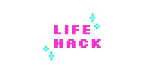 Life hack pink pixel art social media slang word Stock Illustration