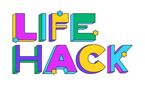 Life hack playful 3D text design Illustrazione stock