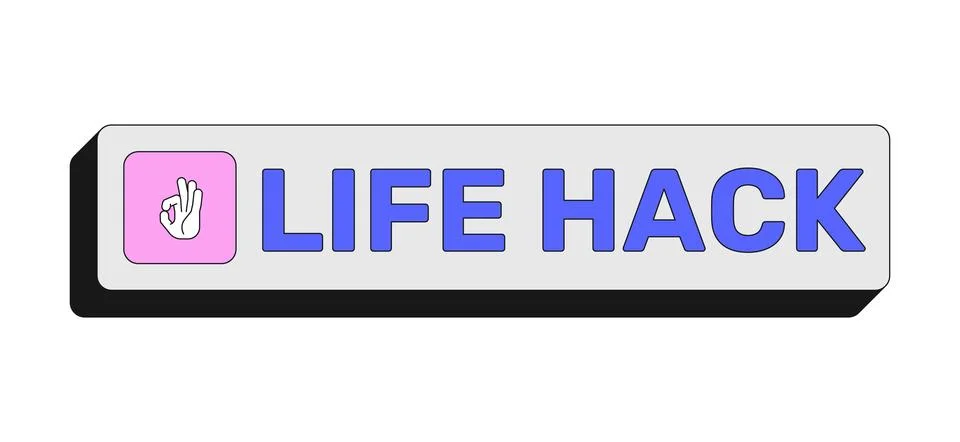 Life hack rectangular UI web button 스톡 일러스트