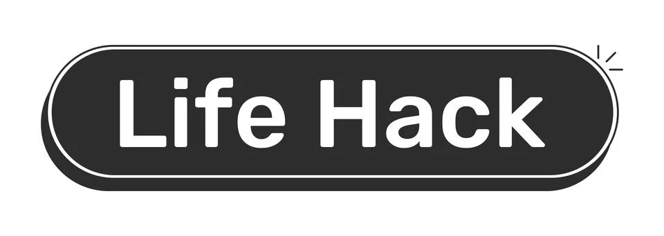 Life hack rounded modern black UI element Stock Illustration
