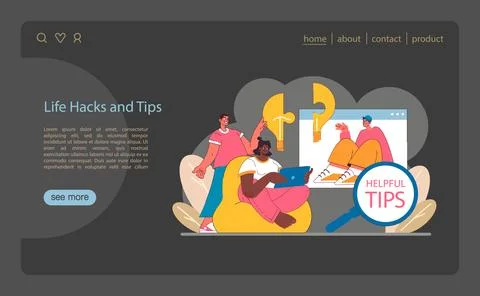 Life Hacks and Tips set. Everyday tasks with creative solutions. Illustrazione stock