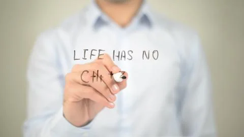 Life has no Ctrl + Z, man writing on transparent screen Fotos Stock