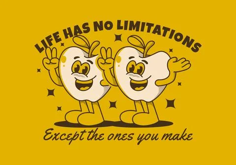 Life has no limitations, except the ones you make. Character of happy apple Illustrazione stock