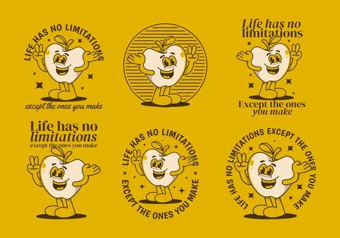 Life has no limitations, except the ones you make. Character of happy apple.. Illustrazione stock