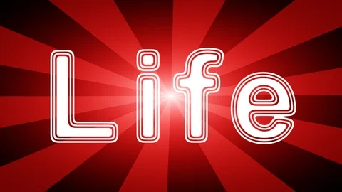 Life icon in red abstract background with rays. Stock Footage 113692969