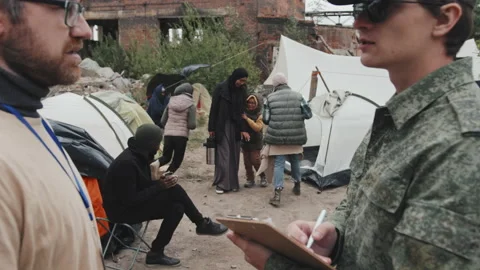 Life of Immigrants at Refugee Camp Stock Footage 162718796