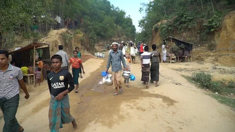 Life inside the Rohingya refugee camps at Cox's Bazar, Bangladesh Stock Footage 99941250