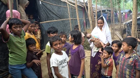 Life inside the Rohingya refugee camps at Cox's Bazar, Bangladesh Stock Footage 99941259