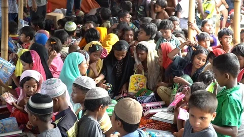 Life inside the Rohingya refugee camps at Cox's Bazar, Bangladesh Stock Footage 99941687