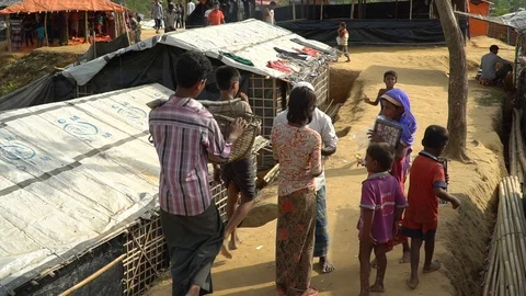 Life inside the Rohingya refugee camps at Cox's Bazar, Bangladesh Stock Footage 99941744