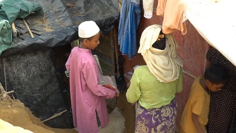 Life inside the Rohingya refugee camps at Cox's Bazar, Bangladesh Stock Footage 99941908