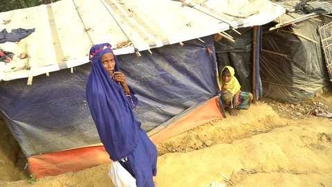 Life inside the Rohingya refugee camps at Cox's Bazar, Bangladesh Stock Footage 99941920