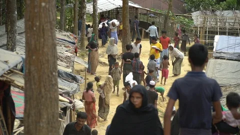Life inside the Rohingya refugee camps at Cox's Bazar, Bangladesh Stock Footage 99942060