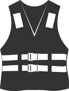 Life jacket badge. Flat icon in black style. Stock Illustration