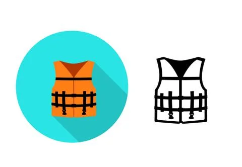 Life jacket icon in flat style, vector art Stock Illustration