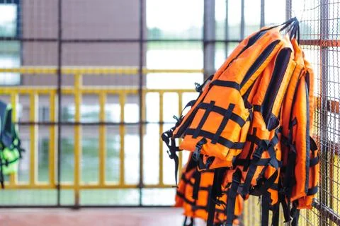 Life jacket is important for life security in the water. Foto stock