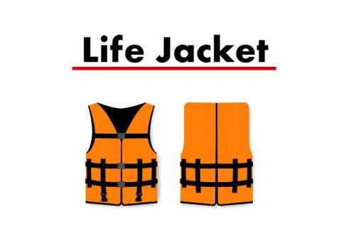 Life Jacket isolated on white background, vector Stock Illustration