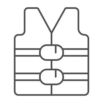 Life jacket thin line icon, Aquapark concept, life water protective vest sign on Stock Illustration
