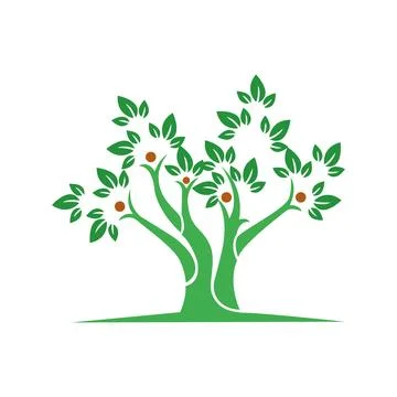 Life leaf tree vector illustration Isolated abstract green orange color tree log Stock Illustration