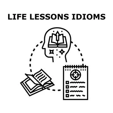 Life lessons idioms with learning and goals concept Stock Illustration