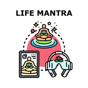 Life mantra concept engaging in digital meditation and wellness Stock Illustration