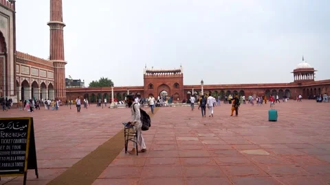 Life in Motion: The Crowd Outside Jama Masjid, Delhi Stock Footage 317092024