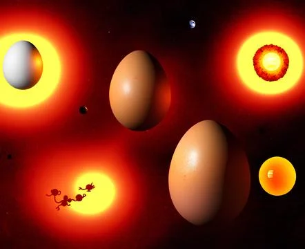 Life origin concept - egg in space picture Stock Illustration