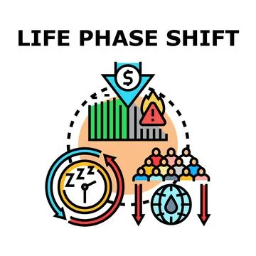 Life phase shift concept with global resource impact Stock Illustration