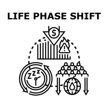 Life phase shift concept with global resource impact Stock Illustration
