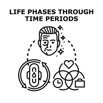 Life phases through different time periods concept Stock Illustration