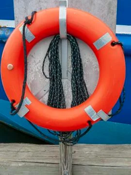 Life preserver dockside Stock Photos