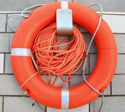 Life preserver floating Stock Photos