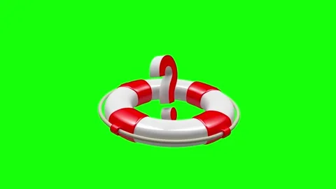 A life preserver with a question mark spins on a green screen in 3D animation. Vídeos de archivo 334456674