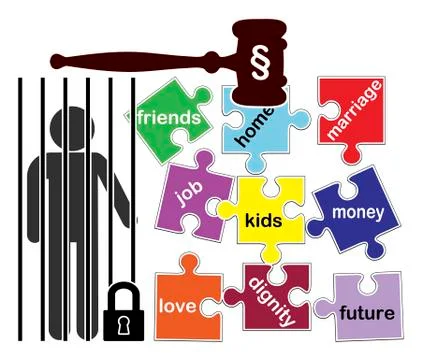 Life in a prison cell Stock Illustration